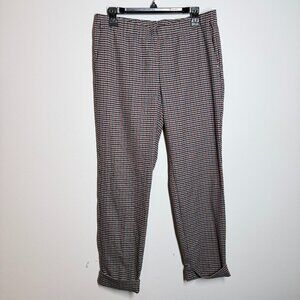 J.Jill houndstooth Trousers Pull-On Pants brown, tan, red, blue pattern sz 12